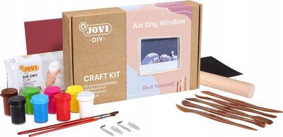 Set kreativ Jovi DIY Air Dry Window Landscape, balte vetë-ngurtësuese, bojëra dhe mjete modelimi, e bardhë