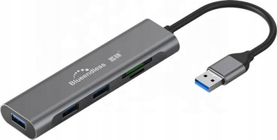 Hub USB Blueendless, 3x USB 3.0, lexues SD TF, gri