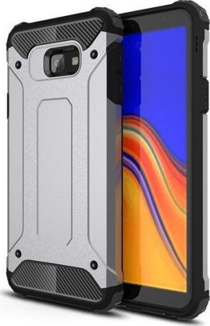 Mbulesë mbrojtëse telefoni, plastike, qoshe gome, gri e zezë me shkëlqim