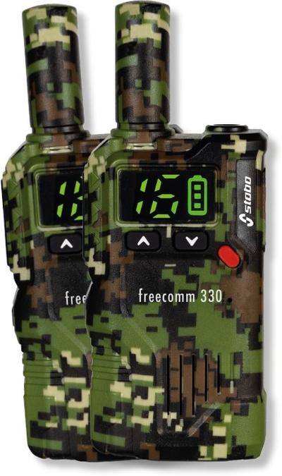 Radio dorake PMR Stabo Freecomm 330, set 2 copë, VOX, kamuflazh jeshil