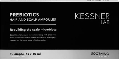 Ampula për flokë KESSNER LAB Prebiotic, trajtim për skalp të thatë dhe të ndjeshëm, 10x10 ml, transparente