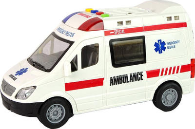 Lodër ambulancë Leantoys, me friksion, drita dhe zëra, me shumë ngjyra