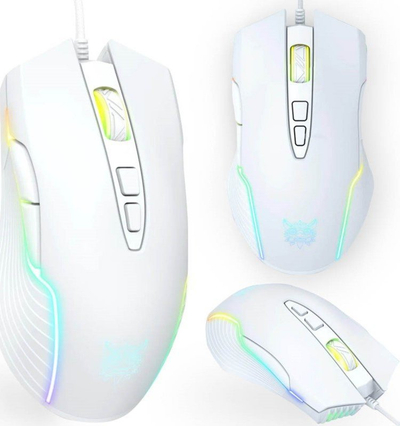 Maus gaming ONIKUMA CW905 me kabllo, 7 butona, i bardhë me drita RGB