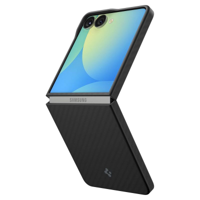 Mbrojtëse telefoni Spigen Air Skin Aramid për Galaxy Z Flip 7, shumë e hollë, shkon me karikim wireless, e zezë
