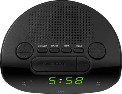 Radio alarm JVC RA-E111B, AM FM, projektim ore në mur, e zezë