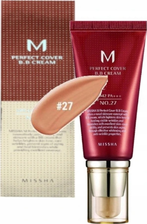 Krem BB Missha M Perfect Cover, SPF 42 PA+++, 50ml, nuanca 27 Honey Beige