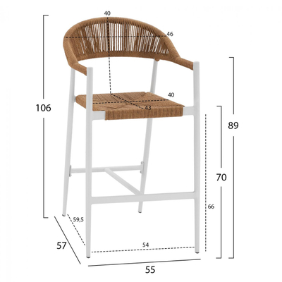 Stool bar alumini HM5788.01, bardhë/ bezhë
