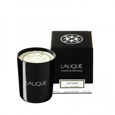 Qiri aromatik Lalique Vetiver Bali Indonesia, 190g, aromë kedri dhe temjani, i zi