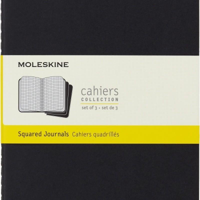 Set fletore Moleskine Cahier Journals L, 13x21cm, me katrorë, 80 faqe, të zeza