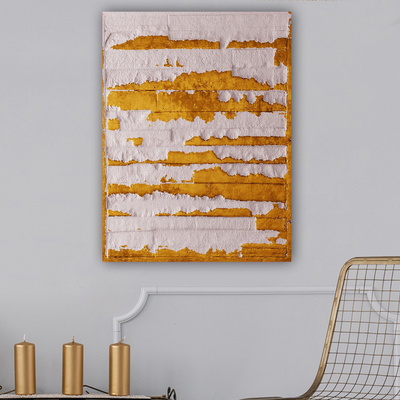 Pikturë kanavace HomeMarkt Gobi HM4784, 98x68cm, abstrakte, e artë ecru
