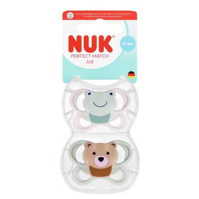 Cucllë qetësuese NUK Perfect Match Air, 0-6 muaj, 2 copë