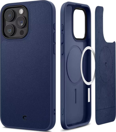 Mbulesë telefoni Spigen Cyrill Kajuk Mag MagSafe, për iPhone 15 Pro Max, lëkurë PU, blu navy