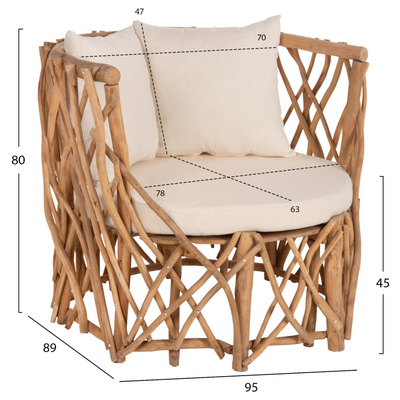 Kolltuk Kaan 95x89x80Hcm (HM5994), bardhë