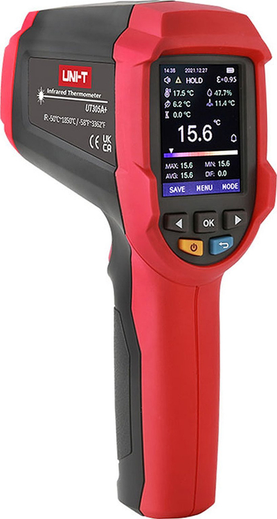 Termometër infra të kuqe UNI-T UT305A+, me ekran me ngjyra, USB, i kuq