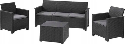 Set mobiljesh kopshti Elodie, 5 vende, technorattan, grafit