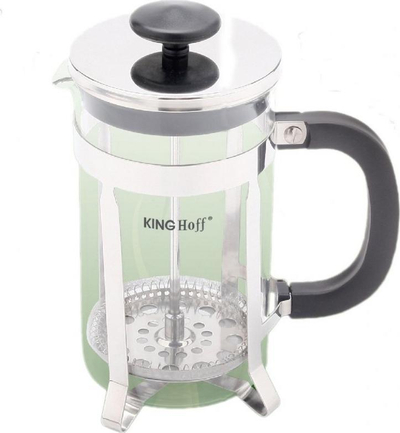 French press KingHoff KH-4836, 350 ml, çelik inox dhe xham, ngjyrë argjendi