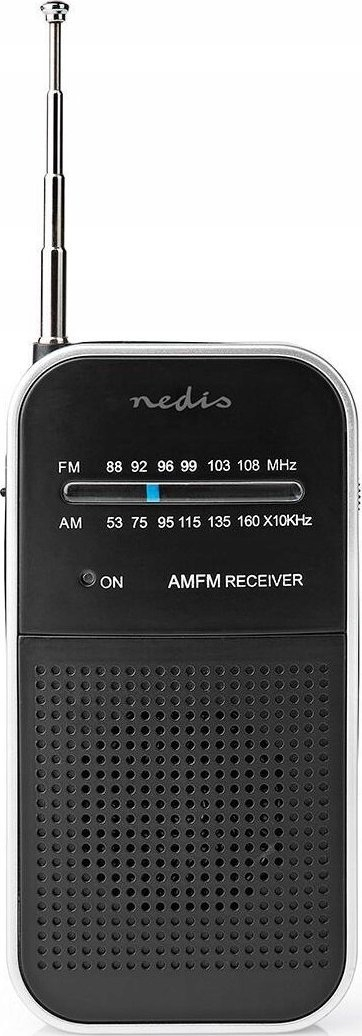Radio portative e hollë Slim Pocket FM AM, dalje 3.5mm për kufje, me bateri AAA, e zezë