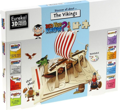 Puzzle druri 3D Discover Everything About Vikings Did You Know, edukativ, shumëngjyrësh