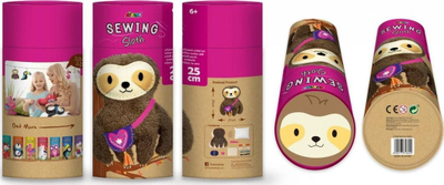 Set për qep me lodër PLAYWELL Avenir My First Sewing Doll Sloth, 24 cm, për kalamaj 6+