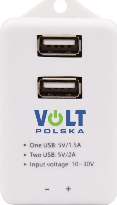 Modul USB Volt Polska, 2 porta, 5V 2A, i bardhë