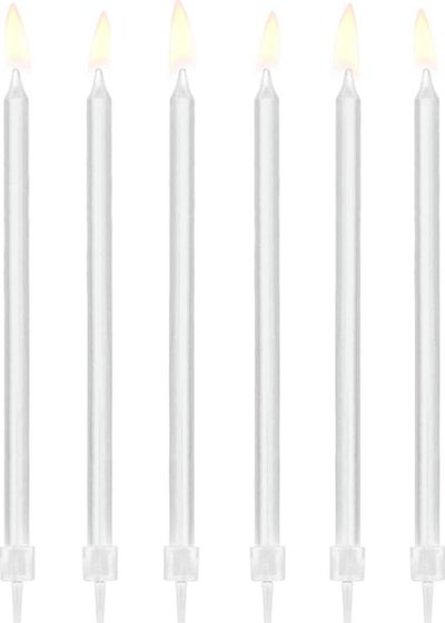 Kandila për tortë Birthday Candles, 14cm, 12 copë, t’bardhë