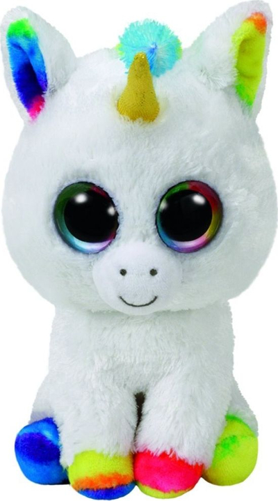 Lodër pelushi TY Beanie Boo Pixy Unicorn, 15cm, për kalamaj, e bardhë shumëngjyrëshe