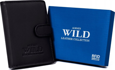 Portofol lëkure Always Wild N4L-P-CCD-8127, RFID, vertikal, i zi
