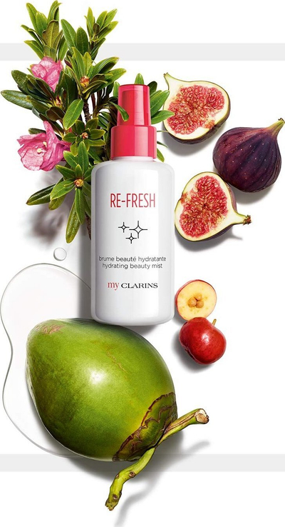 Spray fytyre Clarins My Clarins Re-Fresh Hydrating Beauty Mist, 100ml, hidratues, me aromë frutash dhe lulesh