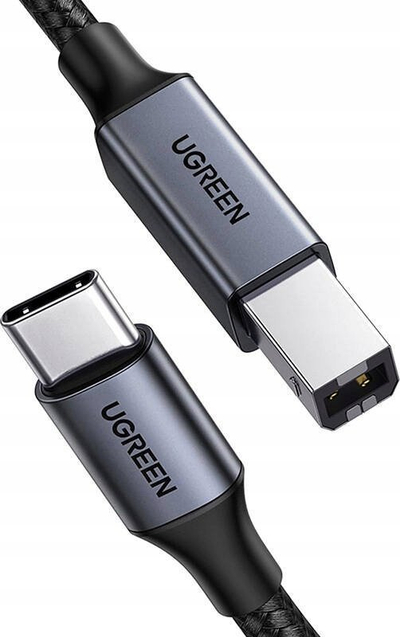 Kabllo printeri Ugreen US370 45106, USB C me USB B, 2m, e zezë