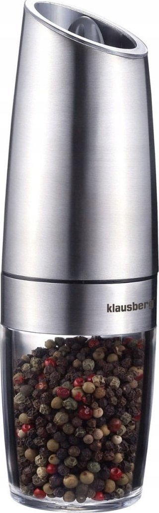 Mulli elektrik për kripë edhe piper Klausberg KB-7575A, mekanizëm qeramik, me dritë LED, ngjyrë argjendi