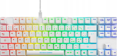 Tastierë gaming Deltaco WK90R, mekanike Outemu Red, RGB, e bardhë