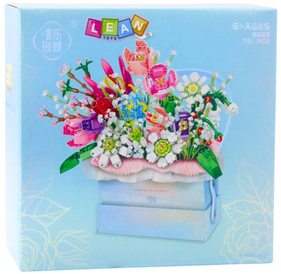 Set ndërtimi LeanToys Flower Basket 6023, 761 copa, LED, blu