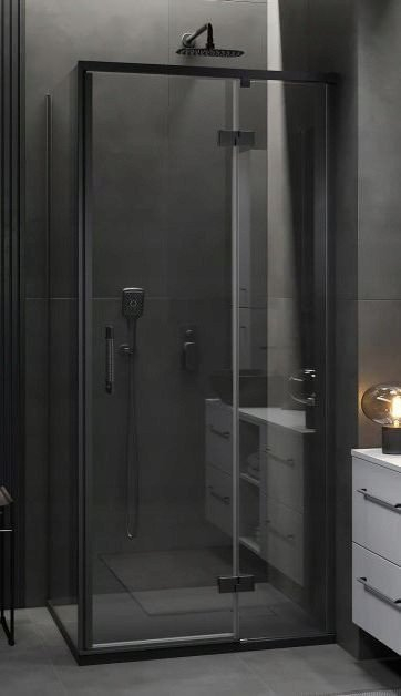 Derë dushi Cersanit Larga Black S932-124, 90x195 cm, xham transparent, e zezë