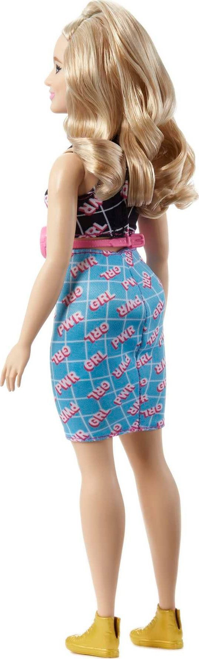 Kukull Barbie Fashionistas Curvy, veshje Girl Power, flokë bjonde, shumëngjyrëshe