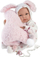 Kukull bebe Llorens Sillita Porta, trup i butë, 36cm, rozë