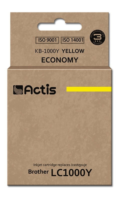 Ngjyrë për printer Actis KB-1000Y (zëvendësim për Brother LC1000Y/LC970Y), 36 ml, e verdhë