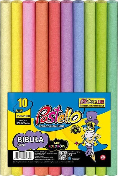 Letër krep Pastello Mini, 10 ngjyra pastel, set