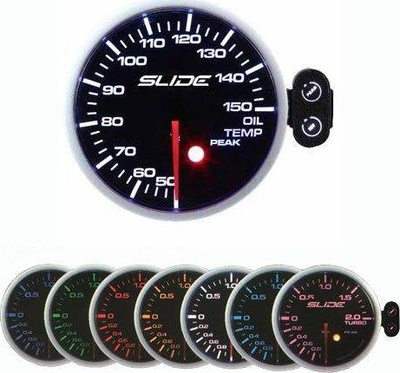 Matës temperature vaji Prosport PK SC, 52mm, dritë e bardhë ose portokalli, ngjyrë e zezë