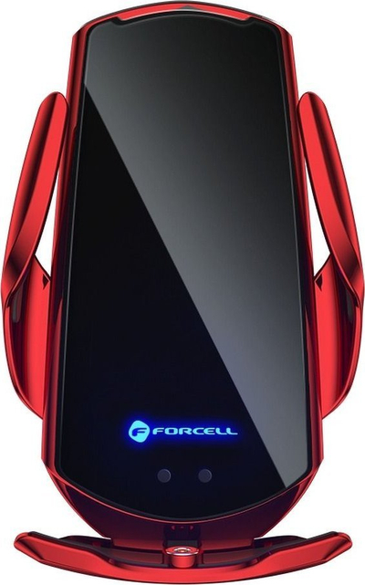 Mbajtës automobilistik ForCell HS1, karikim wireless Qi 15W, me adaptues magnetik, i kuq