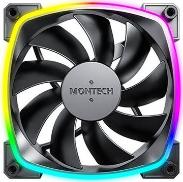 Сет компјутерски вентилатори Montech AX120 PWM, 120mm, ARGB, црни, сет од 3 парчиња