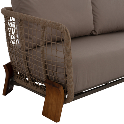 Set oborri Oxford HM5884.01, 4 pjesë, dru Iroko dhe litar, beige