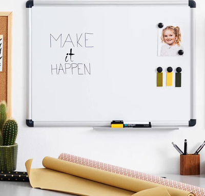 Tabelë magnetike whiteboard, 45 x 30 cm, me kornizë alumini, e bardhë