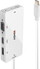 Adapter video Lindy 43279, USB C në DP HDMI DVI VGA, 14.5 cm, i bardhë