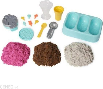 Сет за игра Kinetic Sand Scents Ice Cream Treats, 3 бои со арома, 6 алатки за сервирање