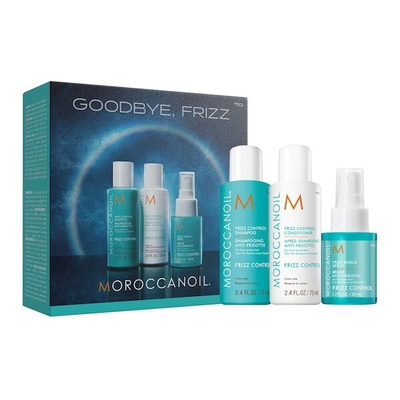 Set për flokë Moroccanoil Goodbye, Frizz, shampo 70 ml + balsam 70 ml + sprej termoaktiv 50 ml