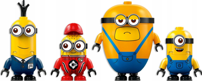 Lodër Minions me makinë banane, 4 figurina, shumëngjyrëshe