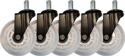 Rrota karrigje LC-Power LC-CASTERS-7BW-SPEED, për zyrë edhe gaming, plastikë edhe gomë, të bardha