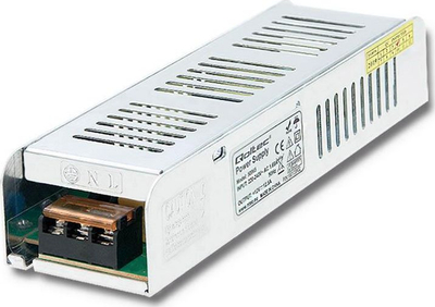 Furnizues energjie LED Qoltec 50965, 150W, 12V 12.5A, metalik argjendtë
