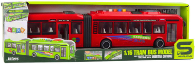 Lodër autobus i përthyer pa markë, 1:16, me drita e zëra, i kuq