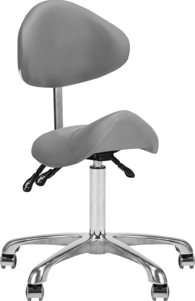 Karrige parukerie Giovanni Cosmetic Stool, ergonomike, me rrota, gri